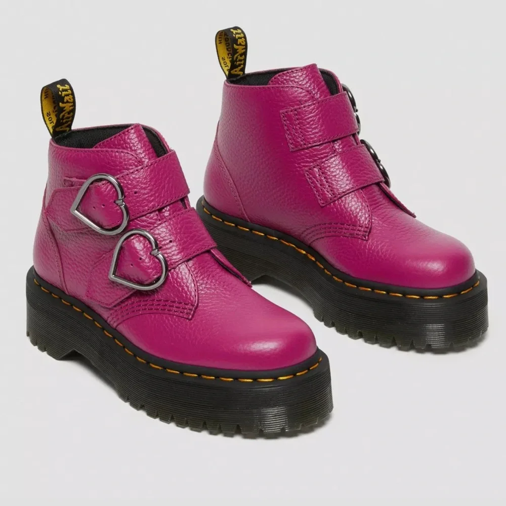 Dr. Martens Devon Heart Leather Platform Boots - Picture 2 of 11